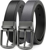 CHAOREN Reversible Belt for Men - Mens Belt Leather 1 3/8" Black & Brown for Dress Pants - Adjustable Belt Trim to Fit